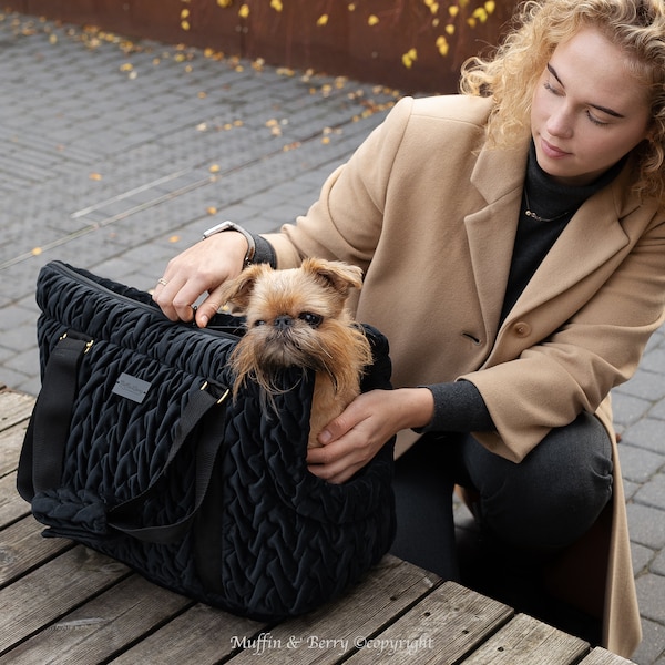 NEW Luxurious velour pet carrier SCARLETT in black color