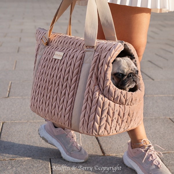 NEW Velour pet carrier ANTOINETTE in dusty rose color