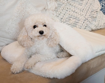 Luxury faux-fur snuggle sack for dogs ASPEN