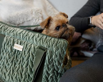 Velvet Soft Sided Dog Carrier Bag with Cotton Sateen Lining ESTHER