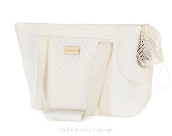 Pet Carrier – Quilted Champagne Cream Dog & Cat Carrier NORAH