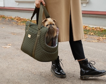 Transportín para mascotas – Transportín acolchado verde bosque para perros y gatos MADISON