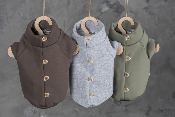 Handmade Chic Thick Cotton Dog Hoodie Soft Brushed Warm Detail Pet Sweater Muffin Berry