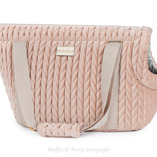 LIMITED EDITION - Luxurious velour pet carrier in dusty rose color