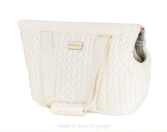 ELENA Velour pet carrier in champagne color