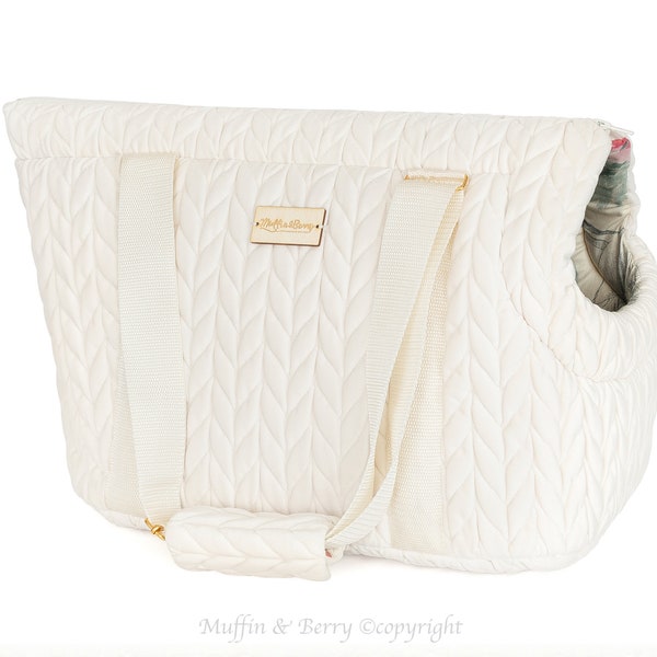 ELENA Velour pet carrier in champagne color