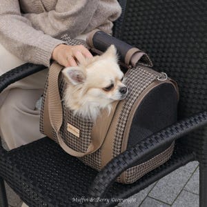 Pet Carrier Bag for Dogs & Cats – Travel Tote with Mesh Windows, Natural Cotton Lining, Hard Bottom – Handmade - DARCY