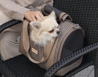 Bolsa transportadora para mascotas hecha a mano – Bolsa de viaje apta para viajes en avión con forro de algodón DARCY
