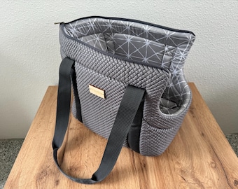 MEDIUM (standard) size pet carrier in gray with standard length (non-adjustable) shoulder straps