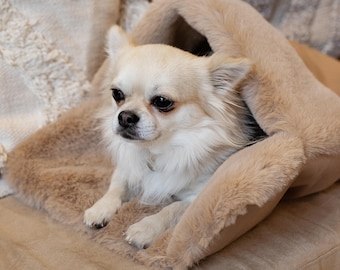 Faux Fur Dog Snuggle Bag | Cat Sleeping Pocket | Cave Bed ZARA