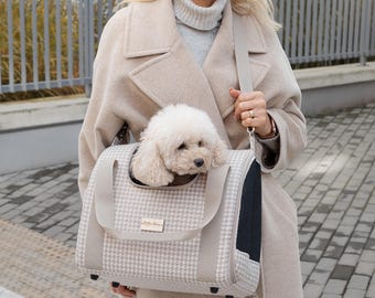 Handmade Pet Carrier Bag – Soft Travel Tote for Cats & Small Dogs CLAIRE