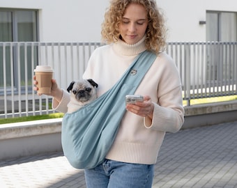 Borsa a tracolla in lino per animali domestici / JOSIE Trasportino estivo leggero