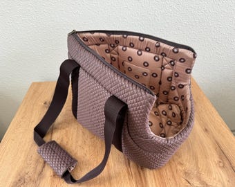 Quilted Pet Carrier With Non-adjustable Length Shoulder Straps in SMALL (standard) size