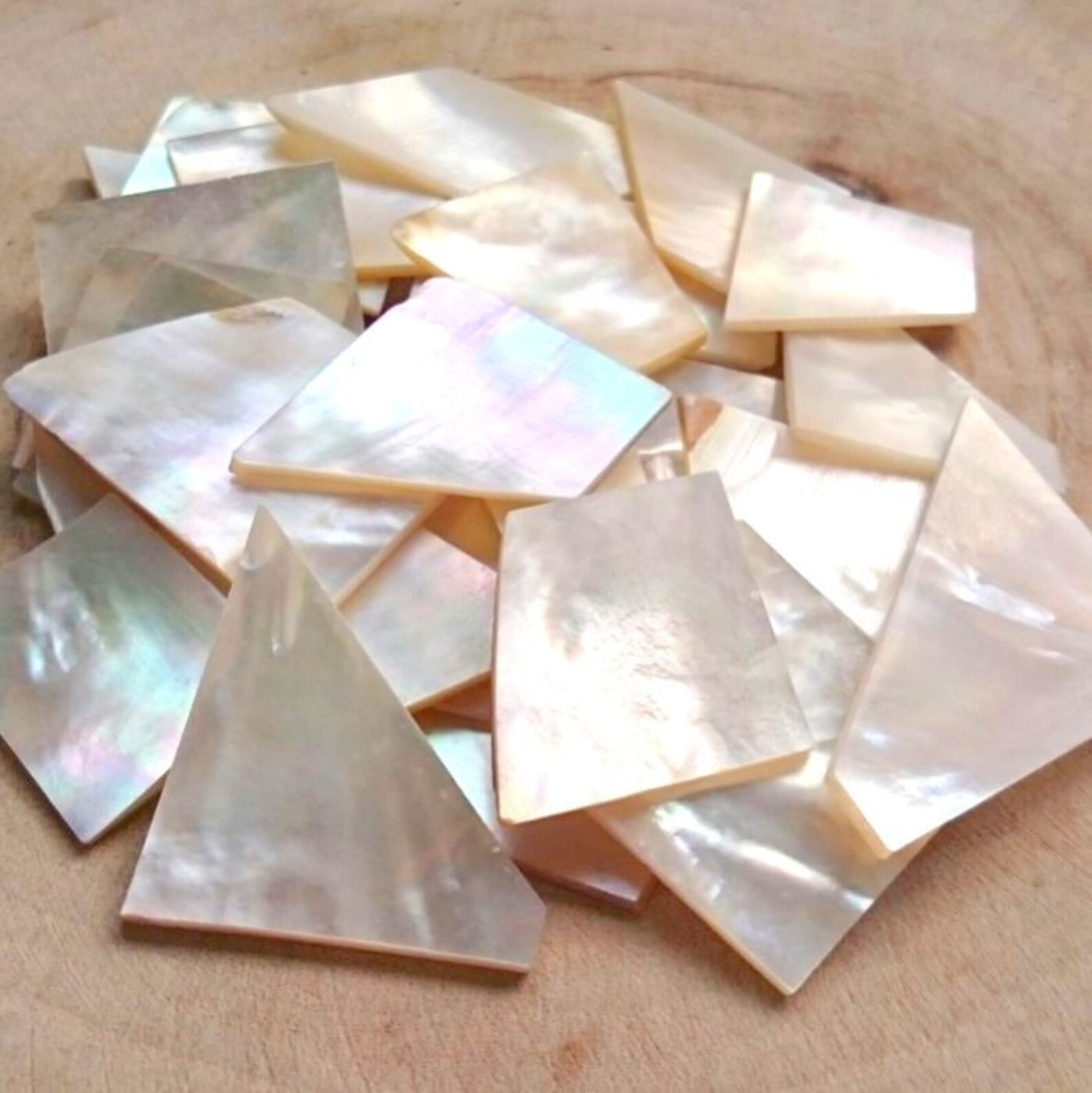 2 Oz. White Mother of Pearl Irregular Shell. One Side Polished. for ...