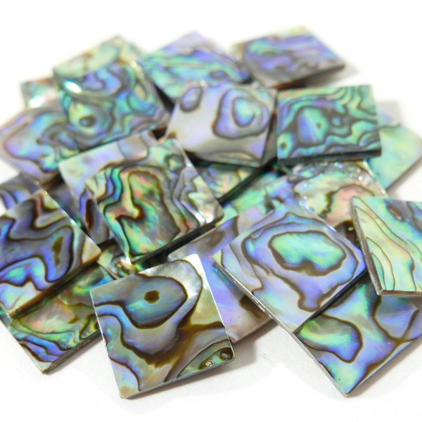 25 Pcs of 1.5cm Square Green New Zealand Abalone Shell. One Side Polished. For Guitar Inlay, Jewelry Design, Mosaic, Photo Frame