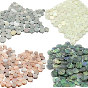 100 Stuks 2 3 4 5 6 mm Plat GEEN Polish Wit Parelmoer/Groene abalone/Zwarte Tahiti Parel/Brons peguine Shell Ronde Dot Cabochon Gitaar
