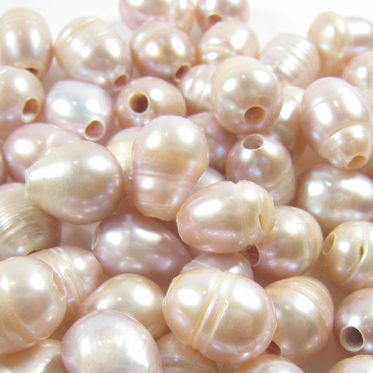 10 Pcs 10-11mm Natural Freshwater Rice Pearls – White, 2mm Hole For Jewelry Making