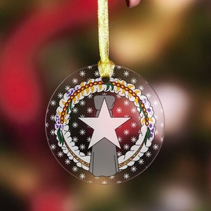 CNMI Seal Stars Christmas Clear Acrylic Round Ornament