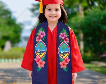 Kids Guam Seal Flowers Graduation Stole Sash