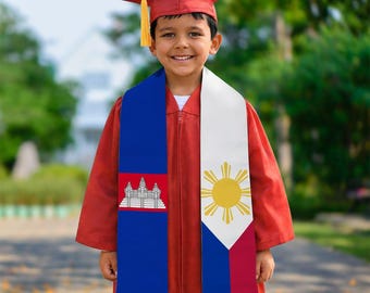 Kids Cambodia Philippines Graduation Stole Sash