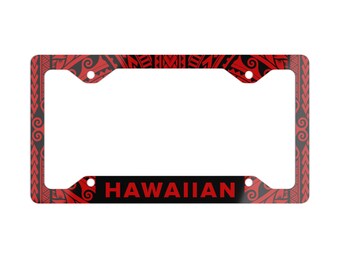 Hawaiian Island Tribal Red Polynesia Metal License Plate Frame