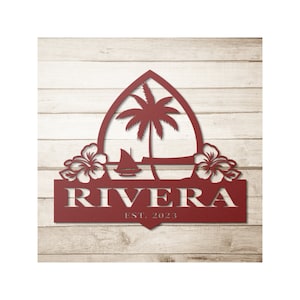 Personalized Guam Seal Hibiscus Metal Wall Decor Sign