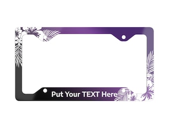 Personalized Islander Tropical Hibiscus Purple Metal License Plate Frame