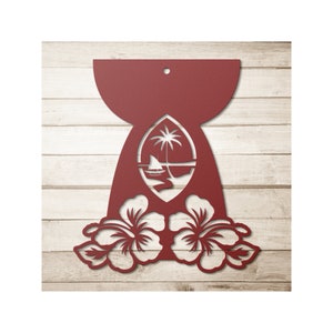 Guam Latte Stone Flowers Metal Wall Decor Sign