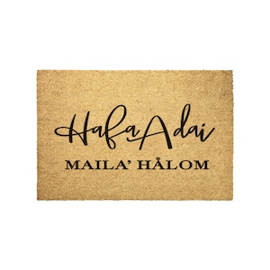 Hafa Adai Maila Halom Guam CNMI Outdoor Coir Door Mat