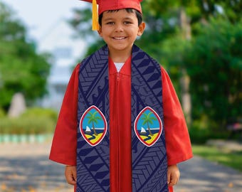 Kids Guahan Tribal Blue Graduation Stole