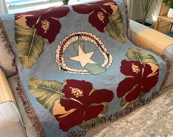 Cnmi Seal Hibiscus Paradise Woven Blanket