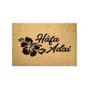 Hafa Adai Hibiscus Guam CNMI Outdoor Coir Door Mat