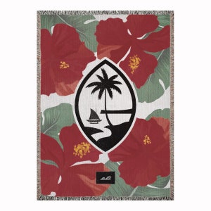 Guam Rotes Hibiskusparadies Gewebte Decke Bild 2