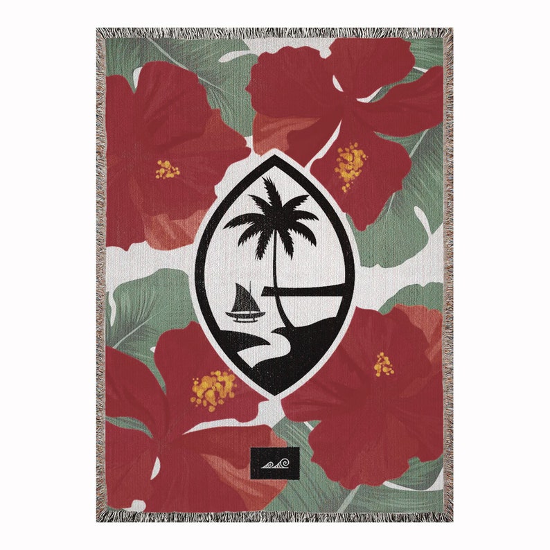 Guam Rotes Hibiskusparadies Gewebte Decke Bild 2