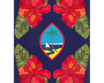 Guam Seal Hibiscus Paradise Minky Blanket