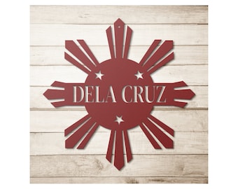 Personalized Philippines Filipino Metal Wall Decor Sign