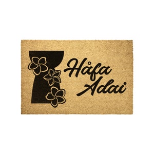 Latte Stone Plumeria Guam CNMI Outdoor Coir Door Mat