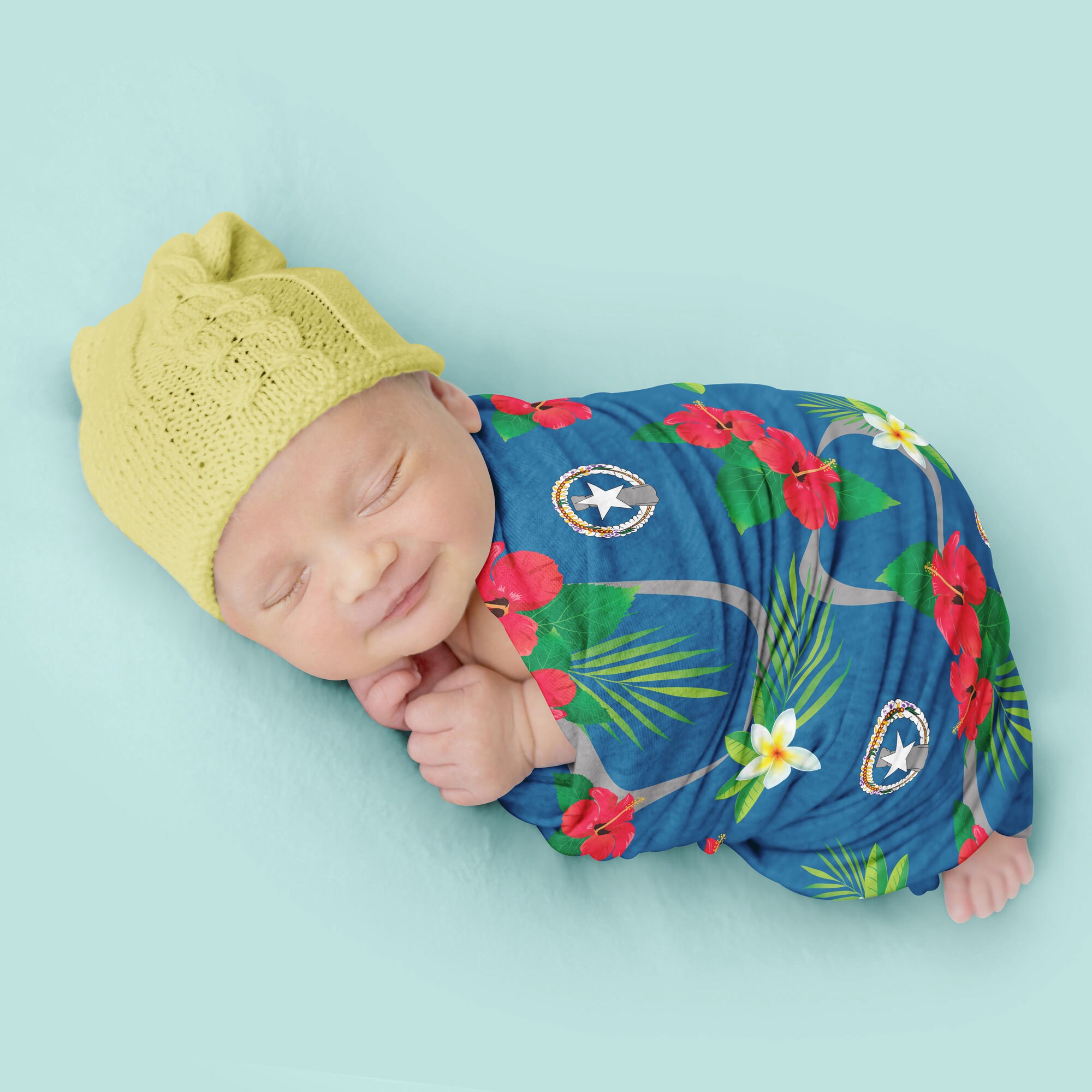 CNMI Flag Flowers Baby Swaddle Blanket Etsy Canada