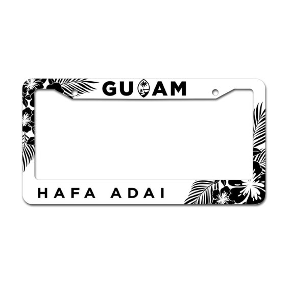 Hafa Adai Guam Tropical Hibiscus White Aluminum License Plate Etsy
