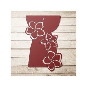 Latte Stone Plumeria Guam CNMI Metal Wall Decor Sign