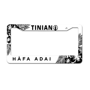 Hafa Adai Tinian Tropical Hibiscus White Aluminum License Plate Frame