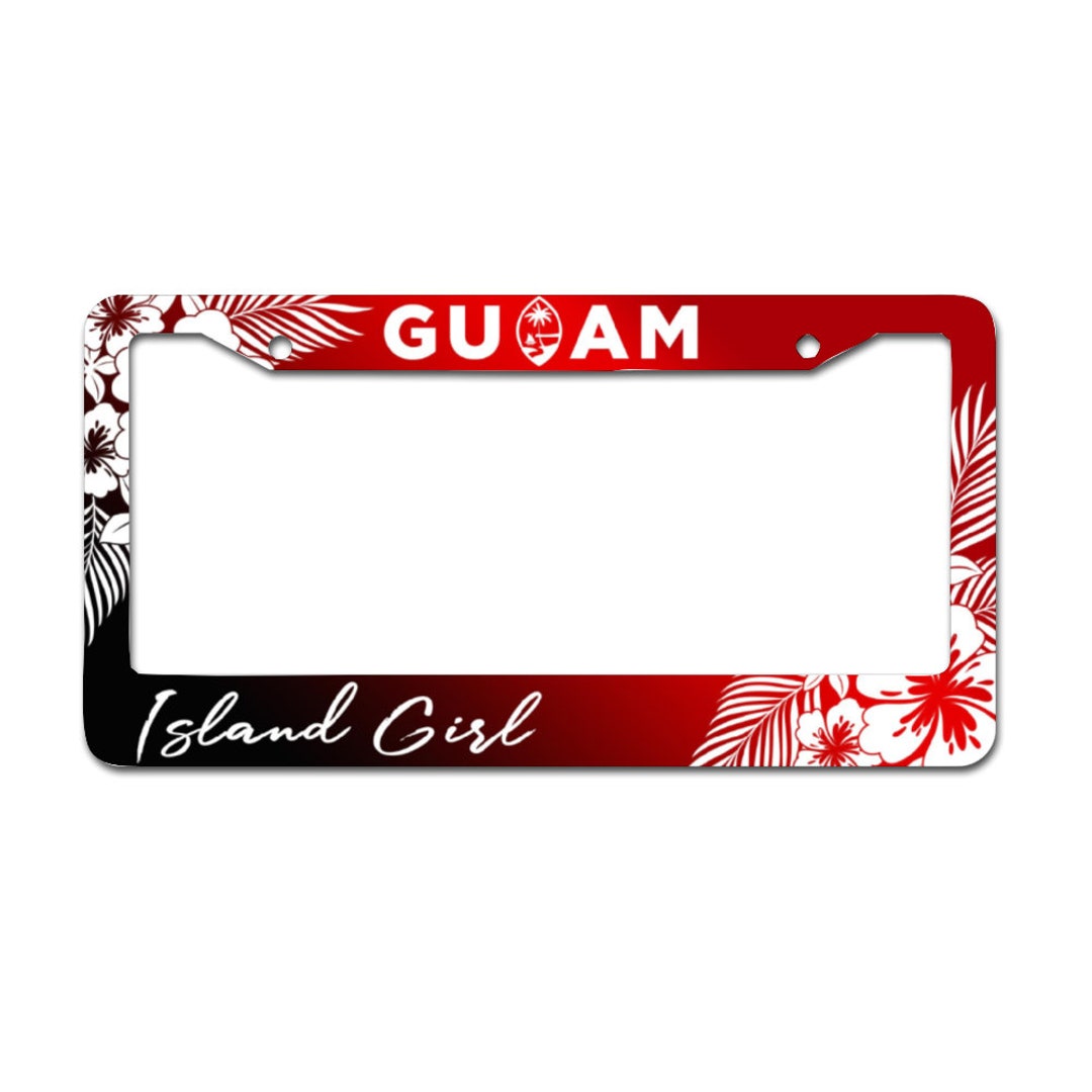 Guam Tropical Hibiscus Red Aluminum License Plate Frame Etsy