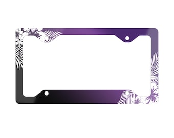 Purple Islander Tropical Hibiscus Metal License Plate Frame
