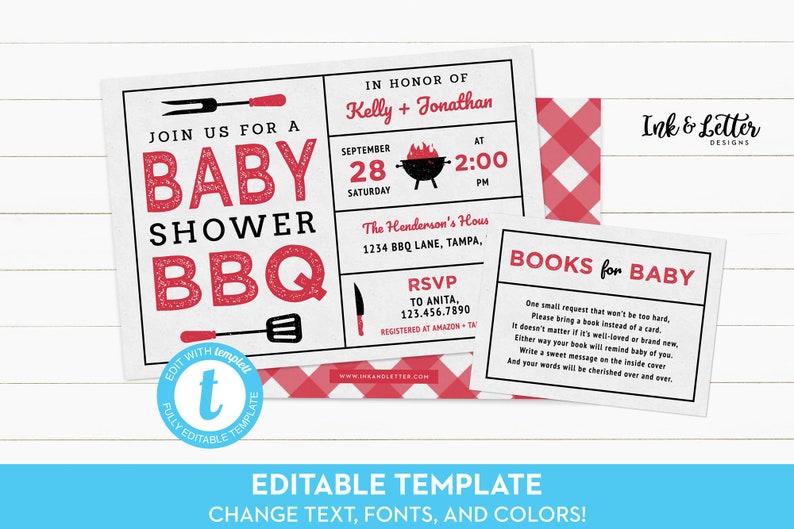 Baby Shower Bbq Invitation Baby Bbq Invites Babyq Etsy