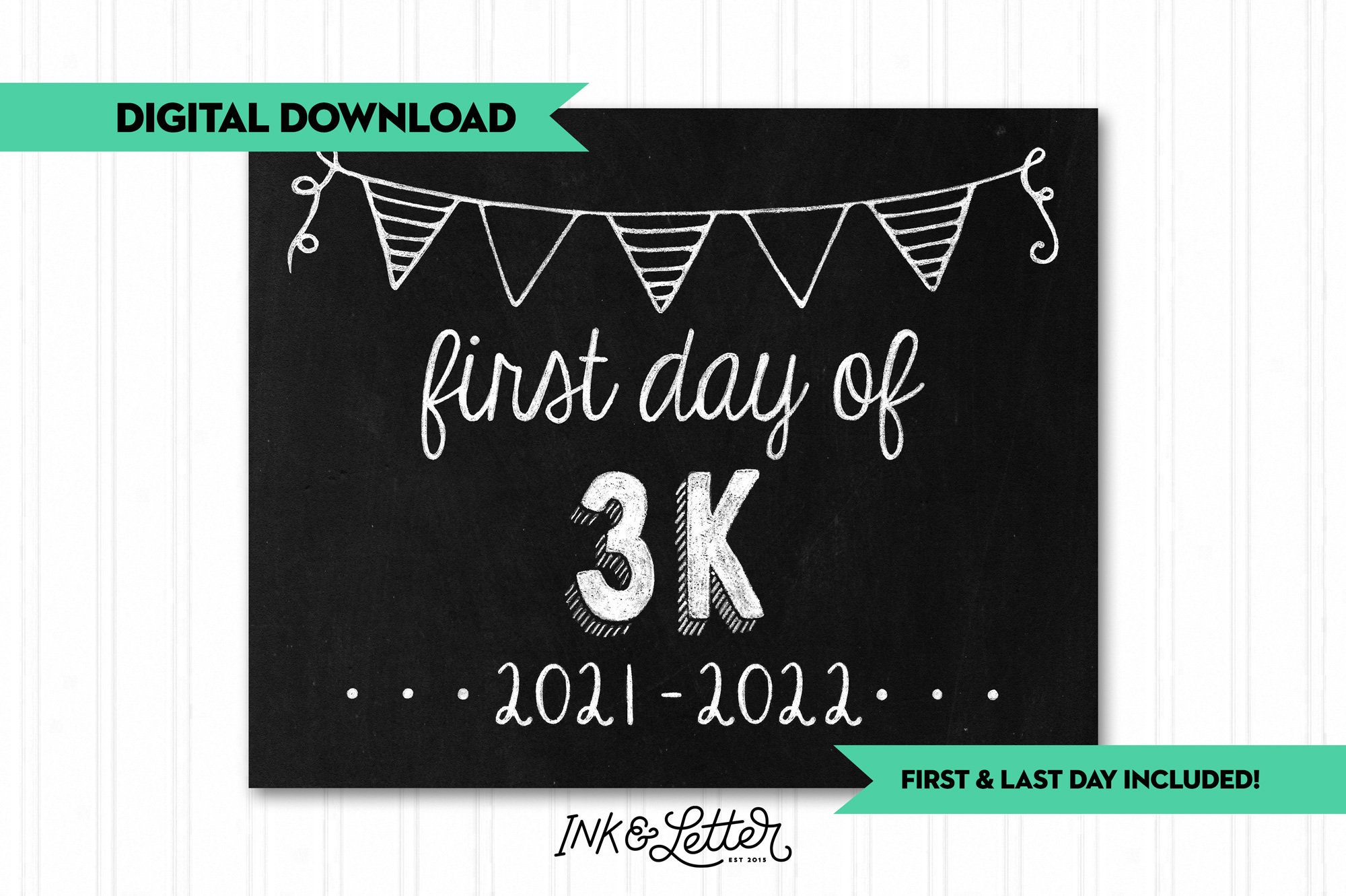 First and Last Day of 3K Sign First Day of School Chalkboard Etsy