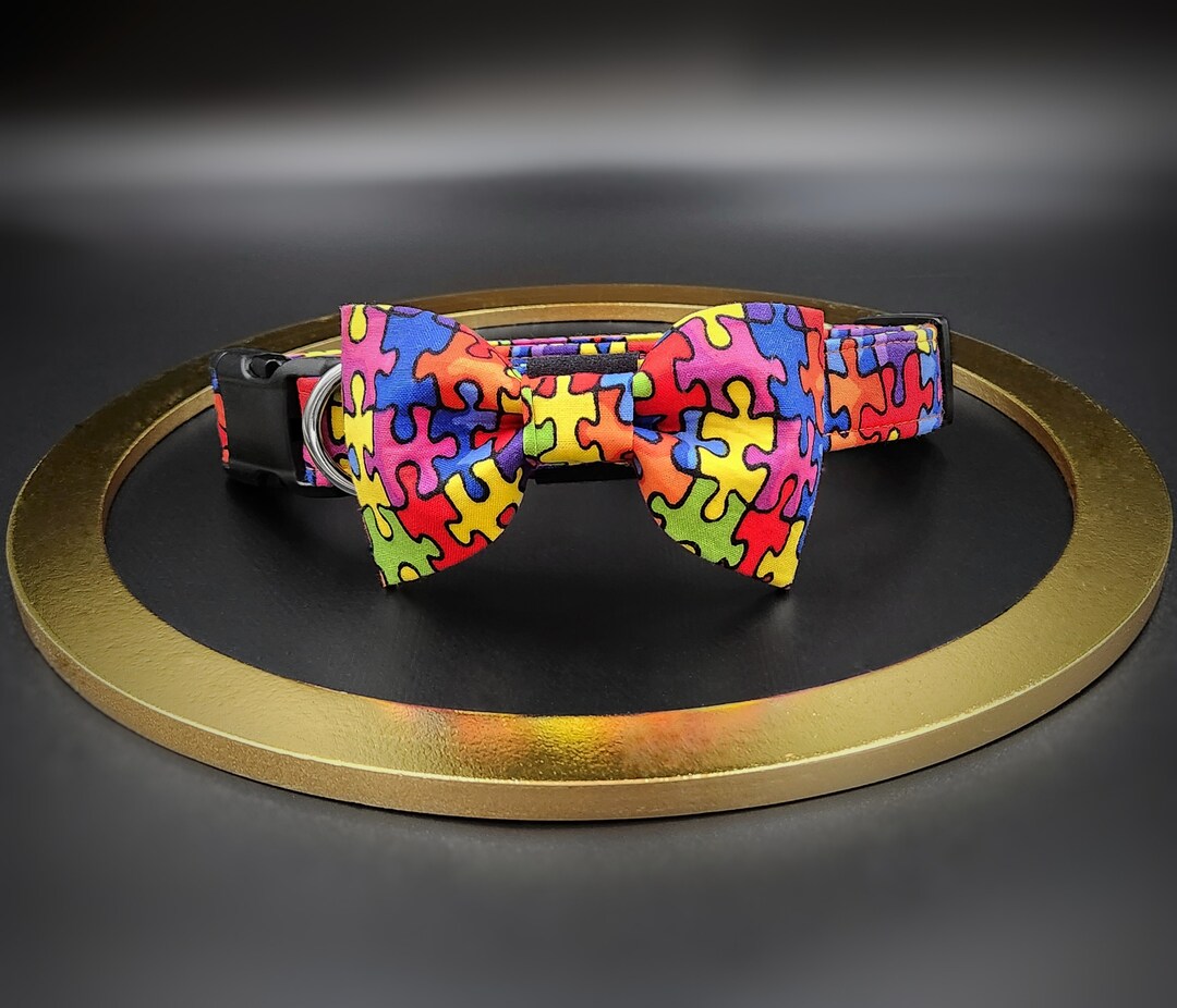 Autism Awareness Puzzle Piece Dog Collar With Bow Tie - Etsy