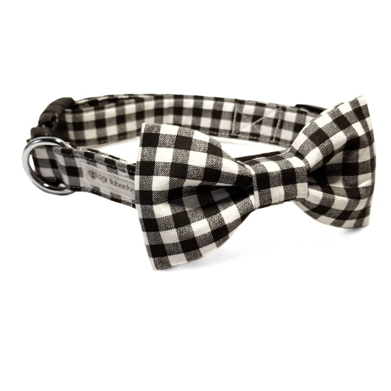 plaid dog collar with bow