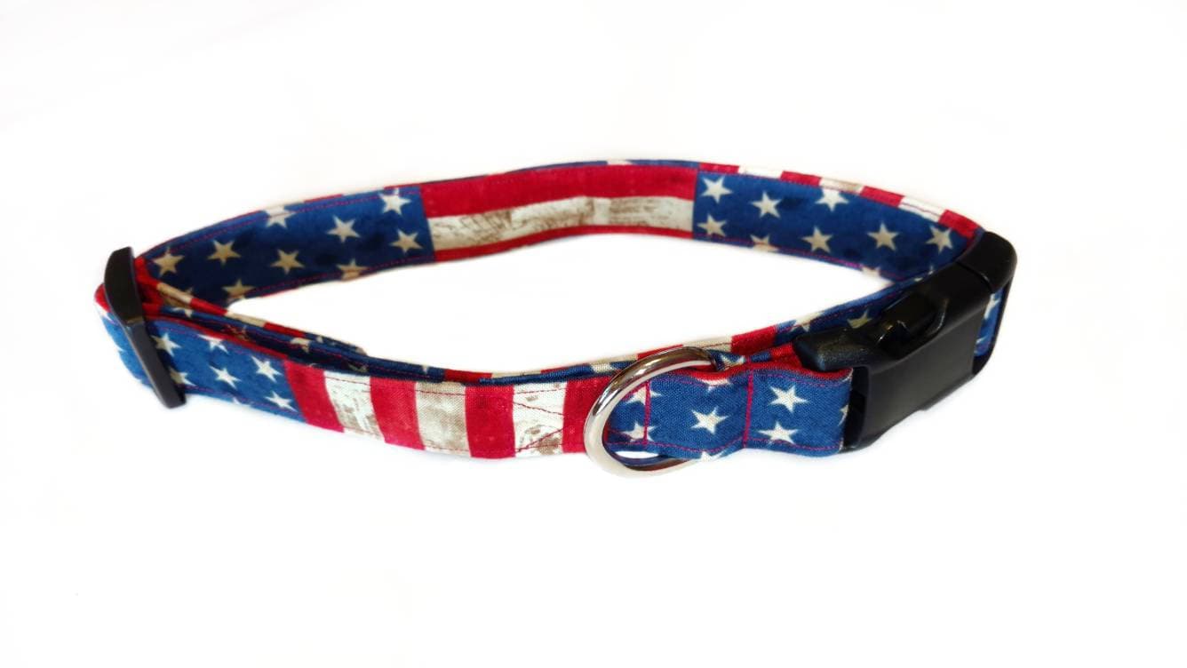 American Flag Dog Collar/ Adjustable Patriotic Collar for Dogs Etsy