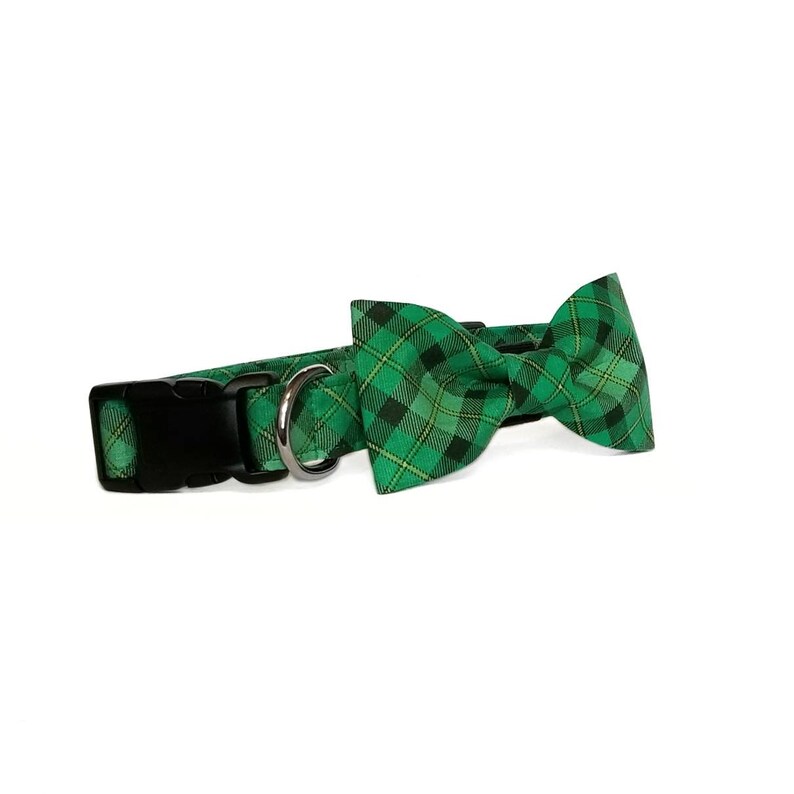 Celtic Plaid Dog Collar and Bow Tie Green and Black/ Irish Etsy