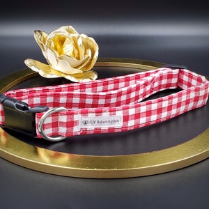 Collier pour chien en vichy rouge et blanc/Collier réglable à carreaux pour chats/Collier à carreaux pour chiens/Cadeaux de créateurs pour chiens